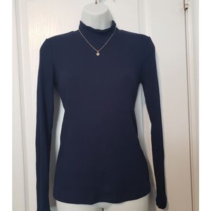 Uniqlo Navy Ribbed Mock Neck
